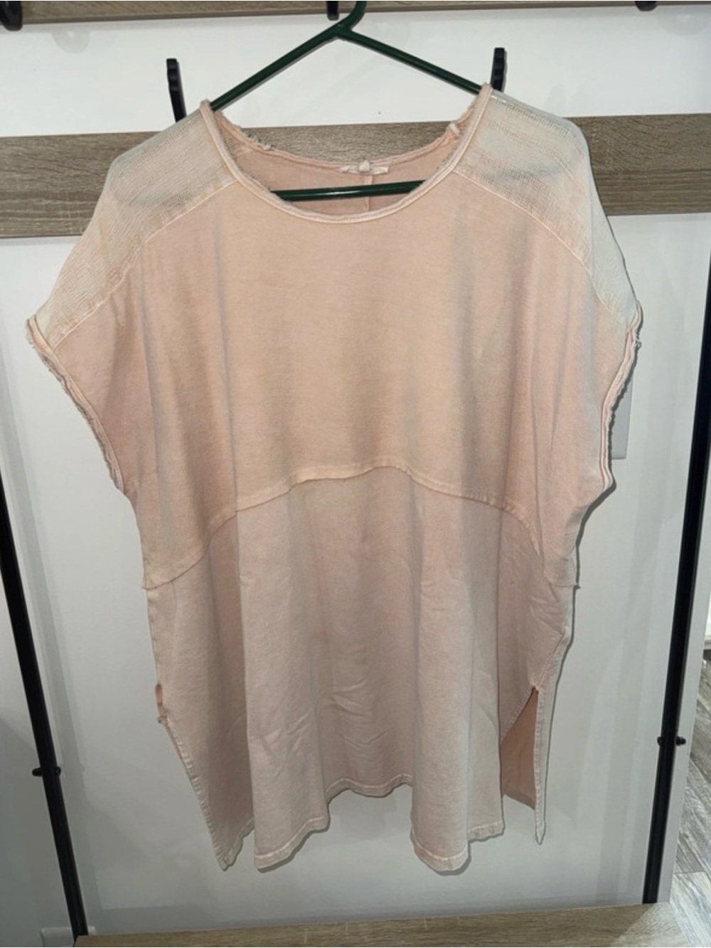 easel Blush and Ivory Relaxed Short-Sleeve Tunic